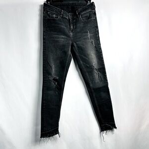 Zara Basic Z1975 US Size 4 Black Wash Distressed Denim Skinny Jeans